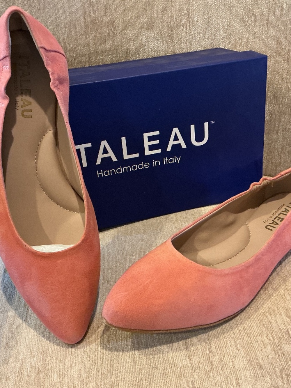 Italian Suede Balet Flats in Blush Hand Made . Box Fresh Size 10.5 US / 11 EU